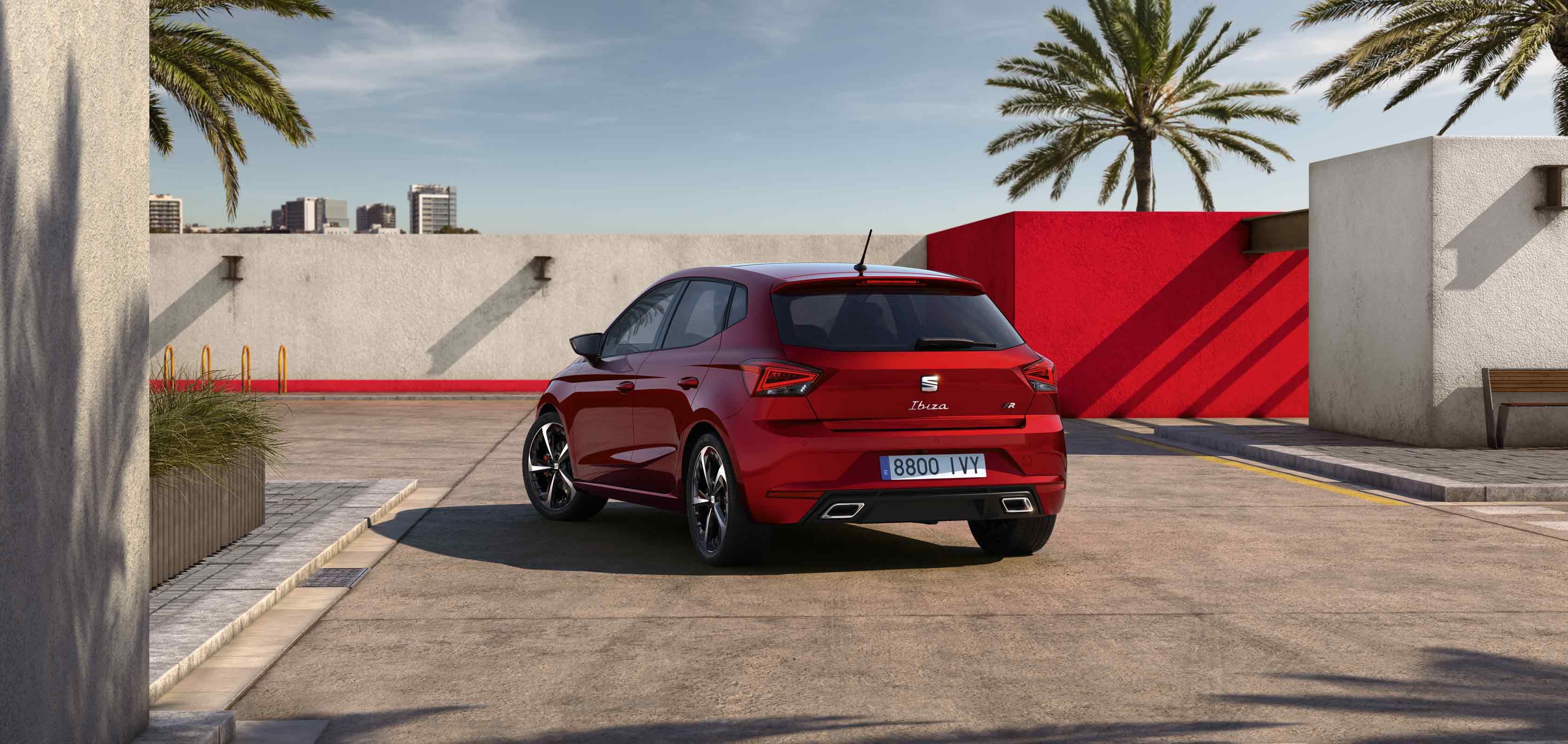 Hombre apoyado en el SEAT Ibiza FR tomando una foto al horizonte